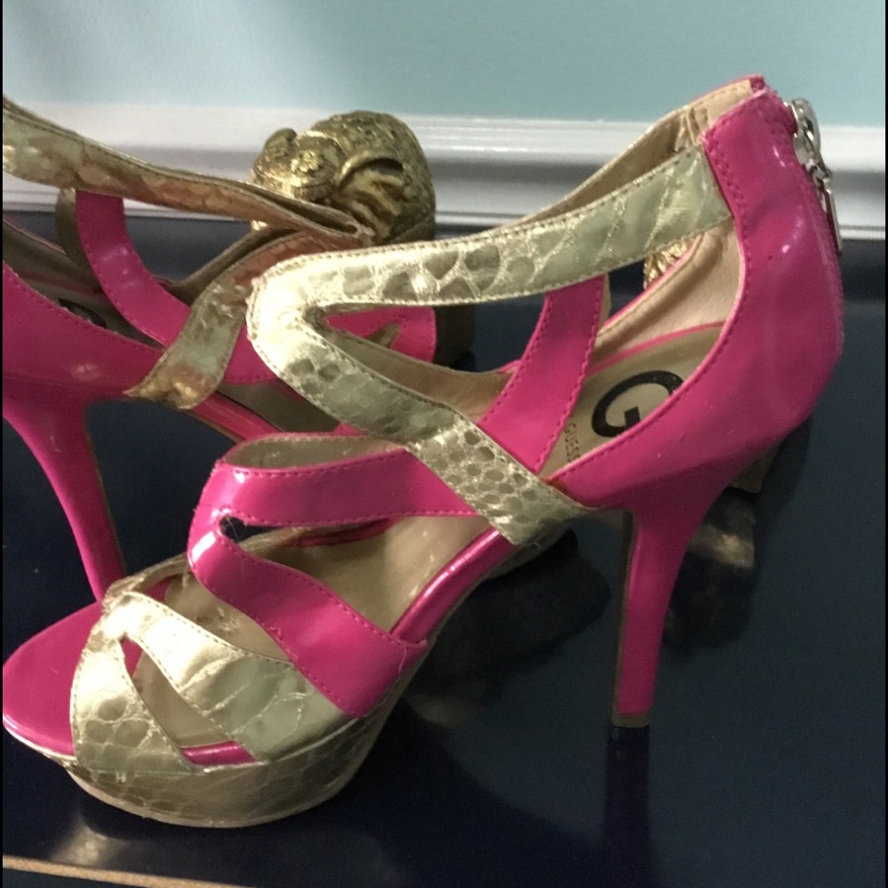 G By Guess Pink W/Gold!Zippered! Hi-Heels!Dramatic